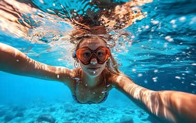 Woman snorkeling in the Ocean