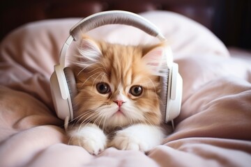 charming cat in stylish headphones - perfect for memes and feline lovers