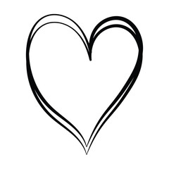 Heart doodle, hand drawn symbol of love. Sketched illustration design. 123.