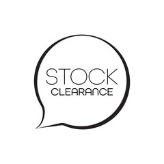 Stock clearance text on white background