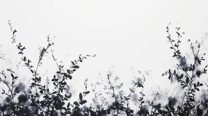 black plants on white background. Generative Ai.
