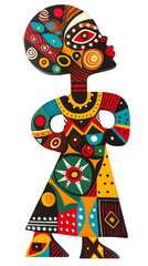 Obraz na płótnie Canvas woman, carved wood, African folklore pattern, isolated, PNG. Generative Ai.