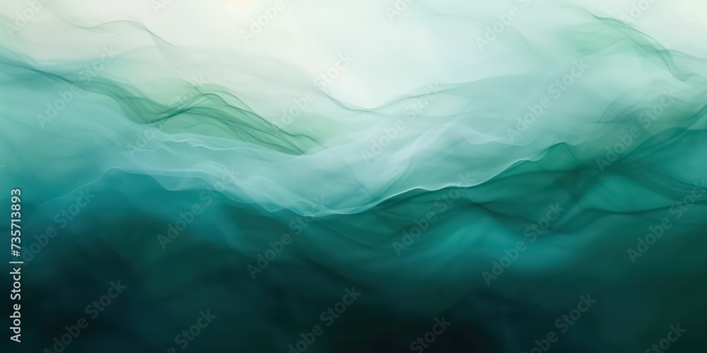 Wall mural Blurred abstract motion background depth, lush green tones.