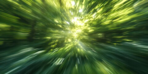 Blurred abstract motion background depth, lush green tones.