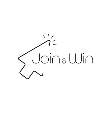 join and win sign on white background