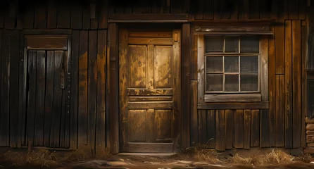 Photo sur Plexiglas Vielles portes an old wooden house with an empty door