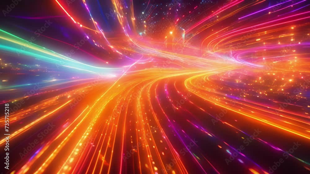 Poster the glittering cascade of car light trails below coalesces into streams of color creating a stunning