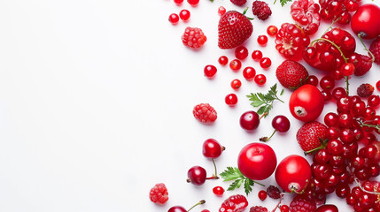 red fruits on white. Generative Ai.