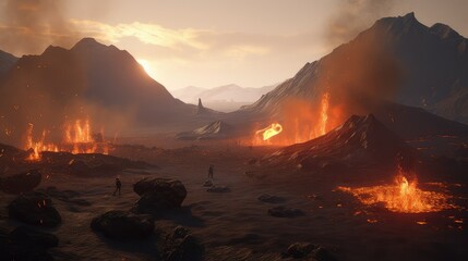 Volcanic wasteland. Generative AI