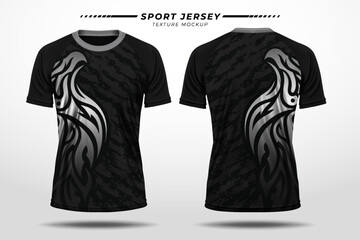 Sport jersey texture pattern tribal style with 3D mockup illustration front and back view for sublimation - obrazy, fototapety, plakaty