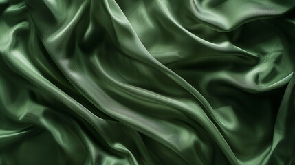 Obraz premium silk background, deep green. Generative Ai.
