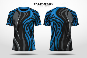 Sport jersey texture pattern tribal style with 3D mockup illustration front and back view for sublimation