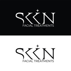 Skin Word mark minimal logo design For beauty saloon luxury saloon spa