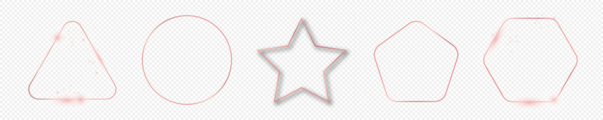 Rose gold glowing different geometric shape frame