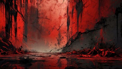 Scarlet Nightmares: Red Grunge Abstract Texture"