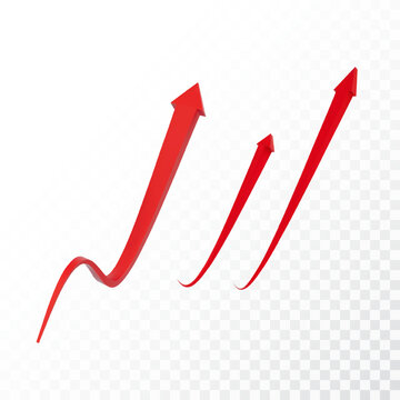 Realistic 3d Detailed Red Arrow on transparent background. Vector illustration for your graphic design. Eps 10