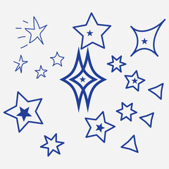 Yellow, gold, orange sparkles symbols vector. The set of original vector stars sparkle icon. Bright firework, decoration twinkle, shiny flash. Glowing light effect stars and bursts collection. Vector