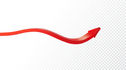 Realistic 3d Detailed Red Arrow on transparent background. Vector illustration for your graphic design. Eps 10