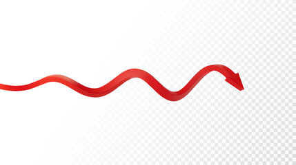 Realistic 3d Detailed Red Arrow on transparent background. Vector illustration for your graphic design. Eps 10