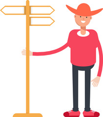 Country Man Character and Signpost

