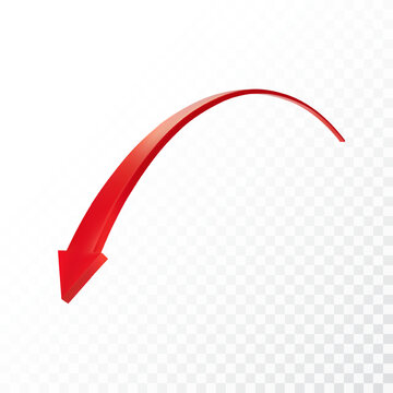 Realistic 3d Detailed Red Arrow on transparent background. Vector illustration for your graphic design. Eps 10