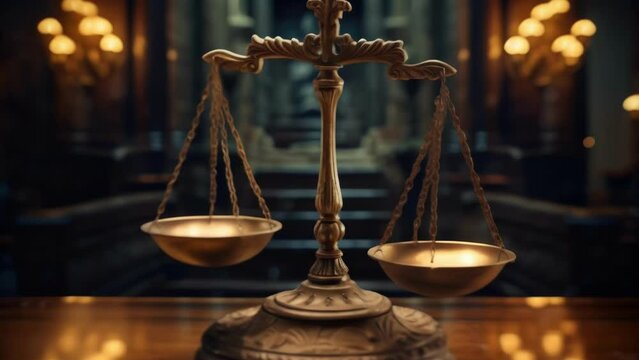 The emblazoned scales of justice hold both the hopes of the accused and the fear of an uncertain future.