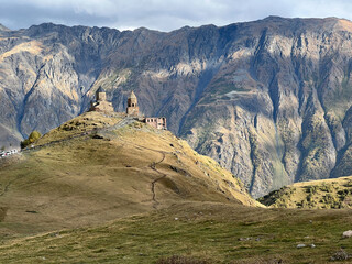 landscape of mountains and sky with clouds in Georgia