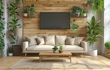 A modern home's living room is an example of a copy space template.