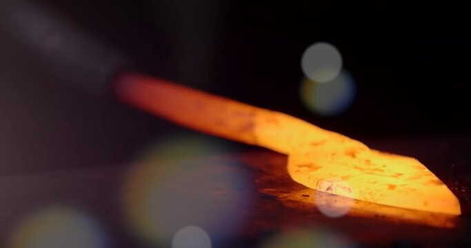 Hard work in the foundry. Pouring molten steel. blacksmith forge forges 