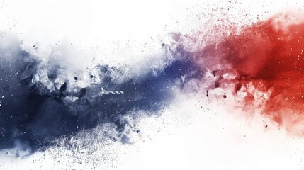 Labor Day red and blue dust explosions on a white background. The colors of the American flag are splashed on a white background and patriotic abstract designs for Independence Day and Memorial Day