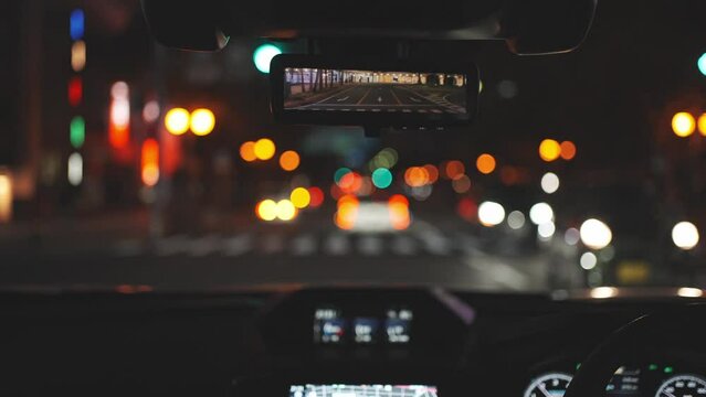 夜間ドライブ、街灯