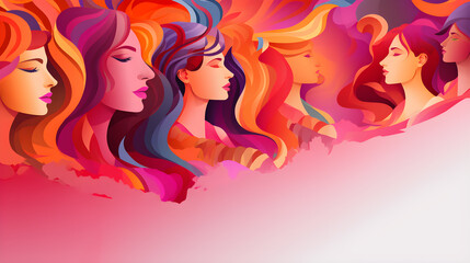group of illustration woman day banner background