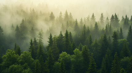 Fototapeta premium Panorama of a coniferous forest