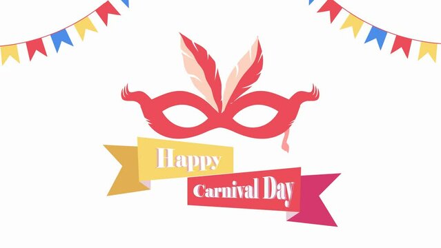 Happy Carnival Day Animation with red mask Illustration