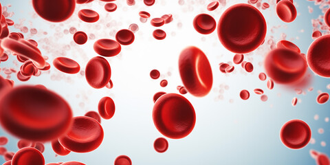 Flowing Vitality: Dynamic Wave of Blood Cells on a White Background - Illustrating the Movement of Leukocytes and Erythrocytes in the Bloodstream