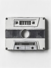 Retro Cassette Tape Isolated on Pure White Background