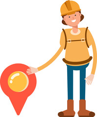 Woman Mountaineer Character and Location Pin
