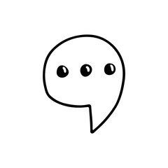 Hand-Drawn Speech Bubble Doodle With Three Dots on a White Background