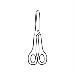 Simple Black and White Doodle of a Pair of Scissors on a Plain Background