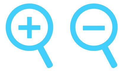 水色｜拡大と縮小の虫眼鏡アイコン