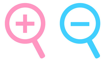 水色とピンク｜拡大と縮小の虫眼鏡アイコン