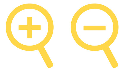 Fototapeta premium 黄色｜拡大と縮小の虫眼鏡アイコン