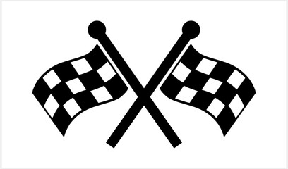 Two crossed racing flags. Championship, isolated flags. Checkered and crosse Vector stock illustration EPS 10 - obrazy, fototapety, plakaty