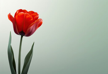 Fototapeta premium spring easter Template with Tulip Flower red big empty space Memo Note minimalistic 
