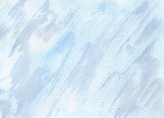 Obraz premium Abstract watercolor gray-blue background with dry brush texture, hand-drawn. A banner for design and decoration. The texture of watercolor on paper. A colored background of brush strokes. 