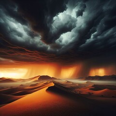 Promise of rain in the distance, arid desert.