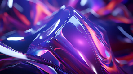 Holographic abstract 3D shapes background picture material - obrazy, fototapety, plakaty