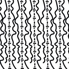 Wavy borders and lines along with intermittent, spotted vertical bars.