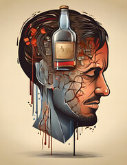 Illustration depicting the negative effects of alcohol