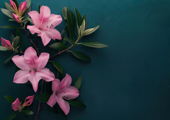 template with Azalea Flower red and pink empty space Memo Note minimalistic
